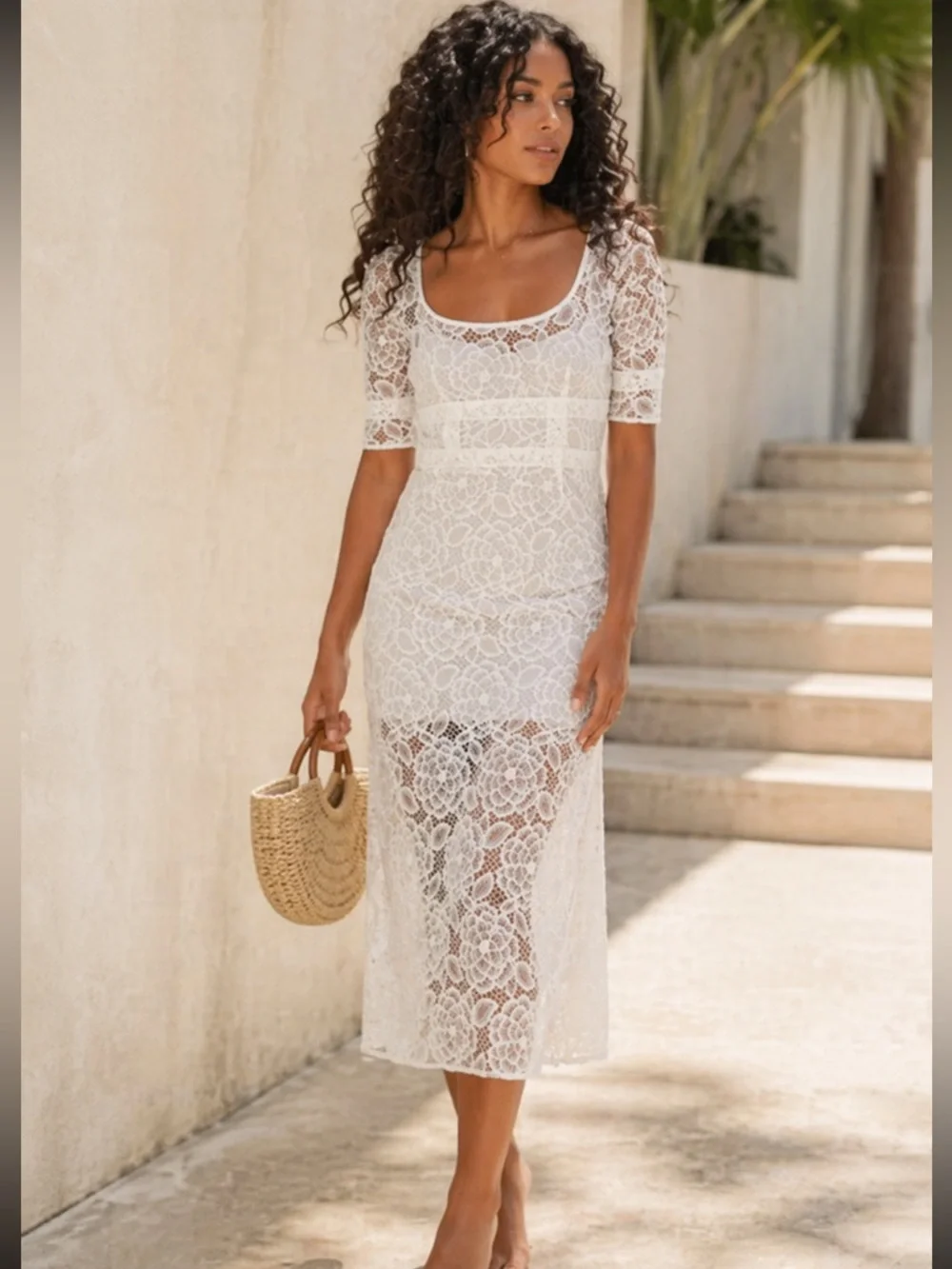 poshmark bridal shower dress For Love And Lemons | Dresses | For Love Lemons White Lace Midi Open Back S Nwt Size Is 5 Juniors oriental kimono Long Sleeve Empire Waist Color:Pacific Navy/Natural White